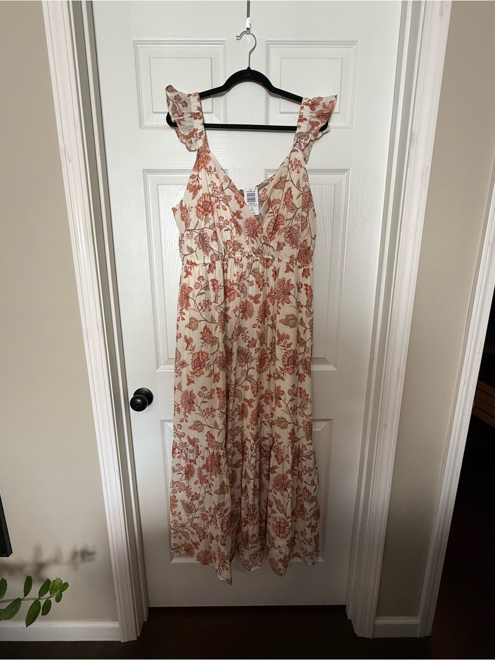 torrid Cream Maxi Dress with Rust Floral Print